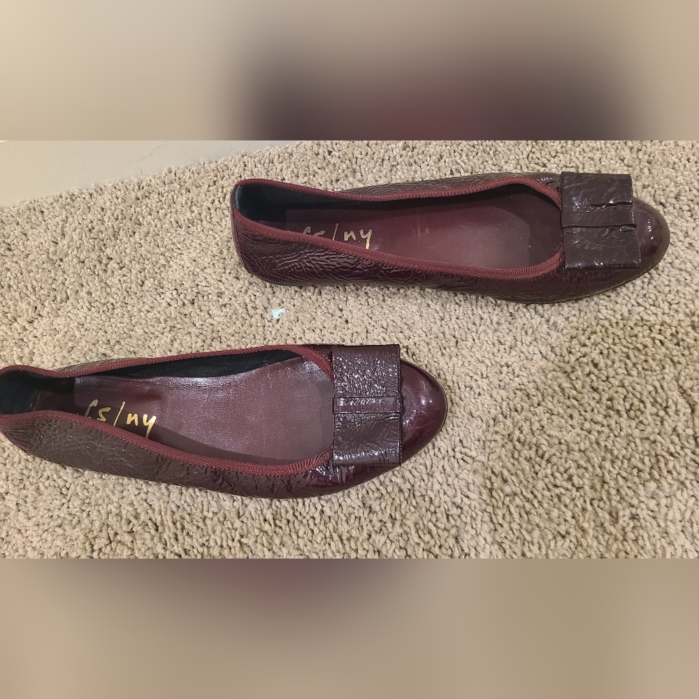 French sole fs/ny patent burgundy ballet flats 7.5 - Picture 5 of 8